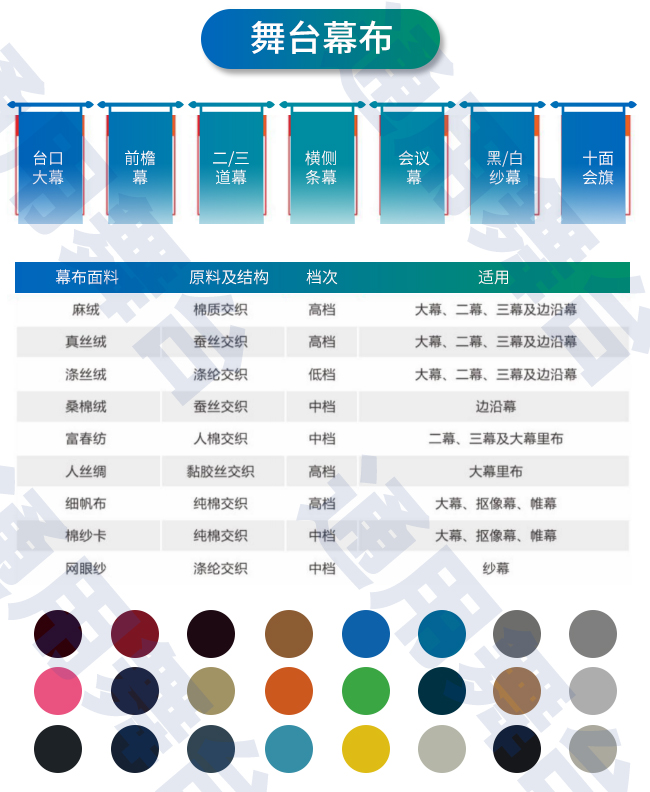 裝飾炫麗舞臺，提升演出效果！通用舞臺教您一圖看懂舞臺阻燃幕布